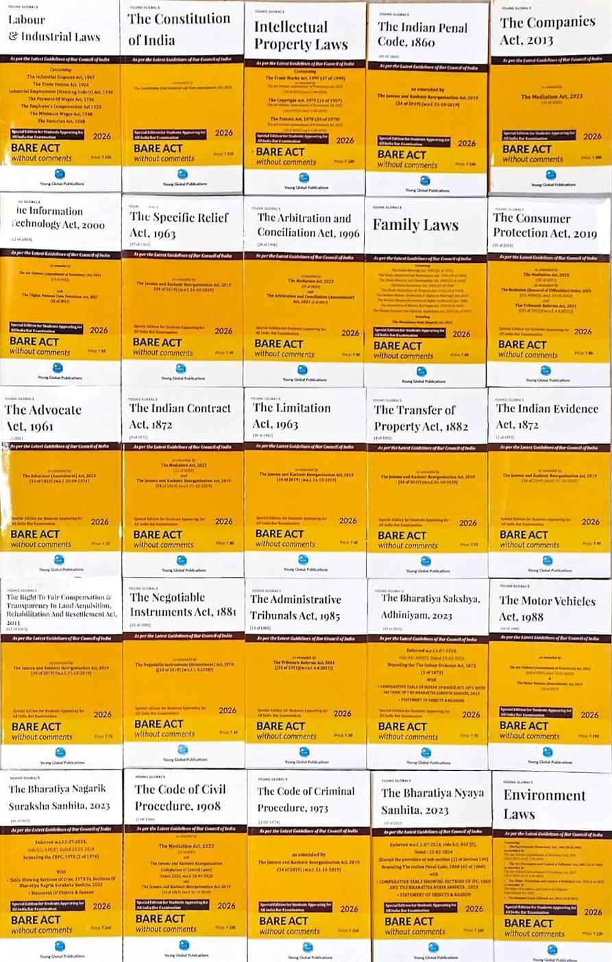 Young's Global's AIBE (All India Bar Examination) 25 Bareacts set without short note - Edition 2026 Young's Global's AIBE (All India Bar Examination) 25 Bareacts set without short note - Edition 2026