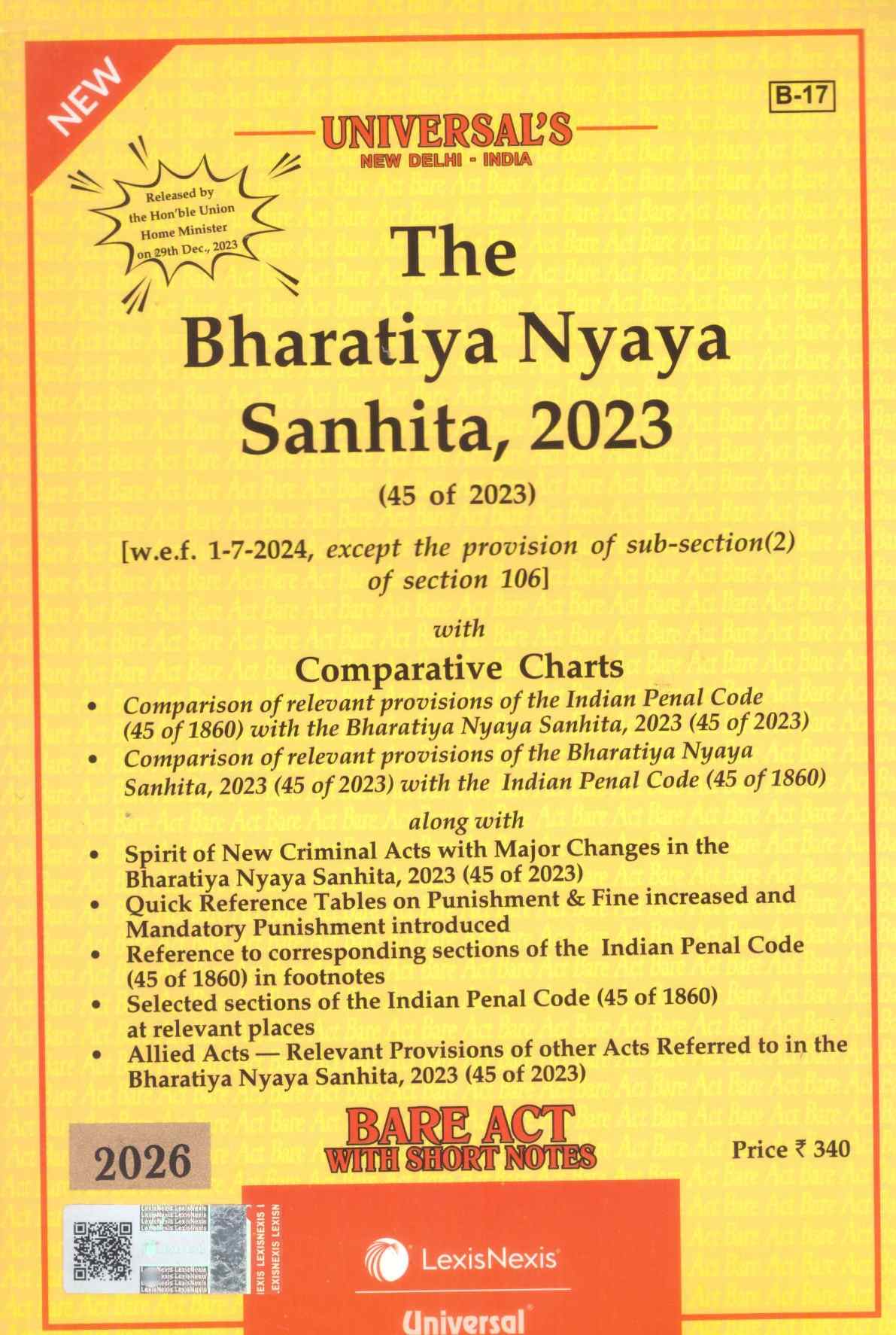 LexisNexis's The Bharatiya Nyaya Sanhita, 2023 - Edition 2026 LexisNexis's The Bharatiya Nyaya Sanhita, 2023 - Edition 2026