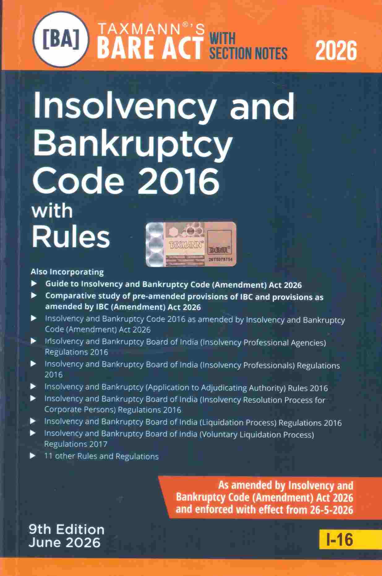 Taxmann's Insolvency and Bankruptcy Code 2016 With Rules - 9th Edition 2026 Taxmann's Insolvency and Bankruptcy Code 2016 With Rules - 9th Edition 2026